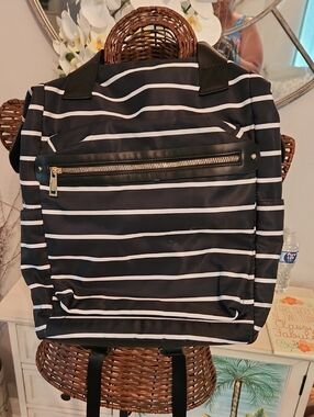 a new day Black and White Striped Backpack